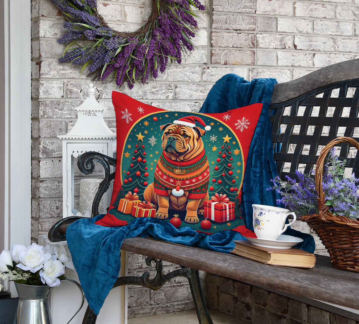 Shar Pei Christmas Throw Pillow