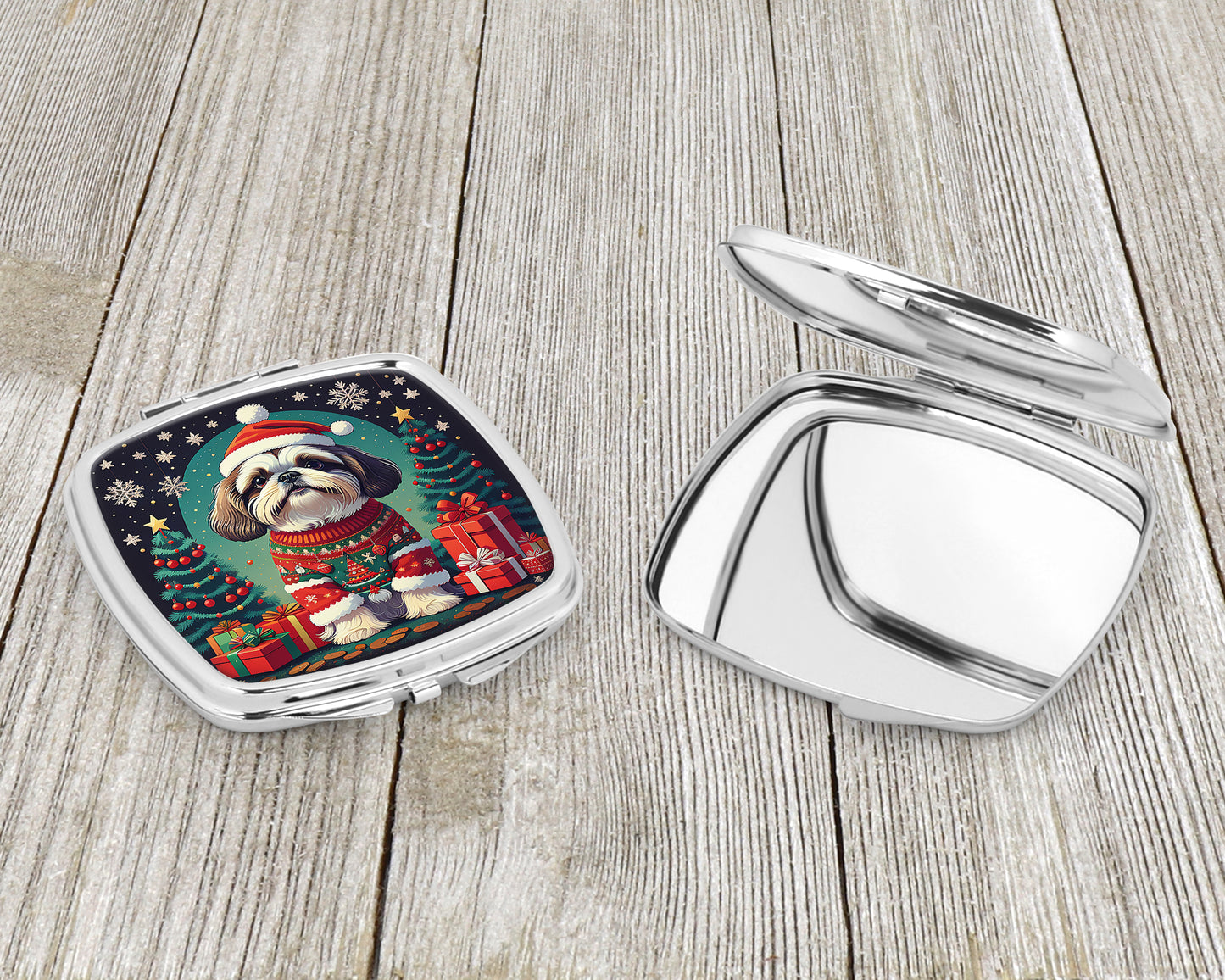 Shih Tzu Christmas Compact Mirror