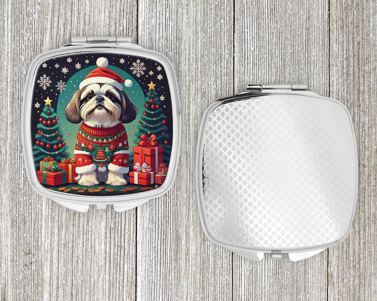 Shih Tzu Christmas Compact Mirror