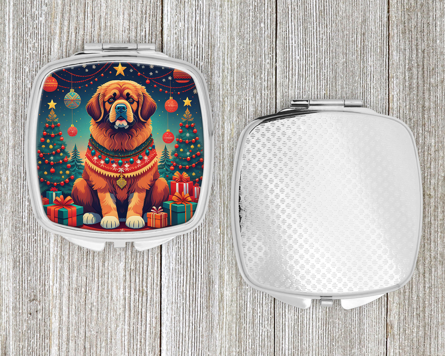 Tibetan Mastiff Christmas Compact Mirror