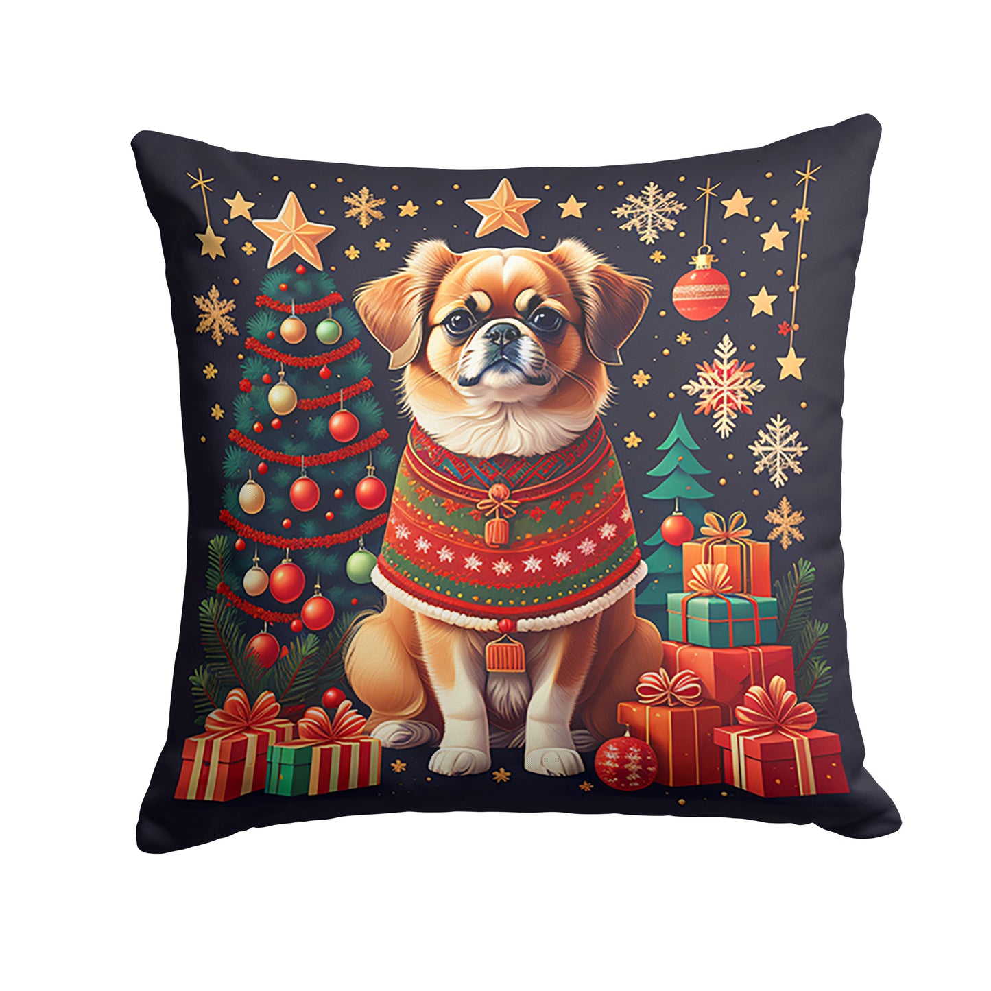 Buy this Tibetan Spaniel Christmas Throw Pillow