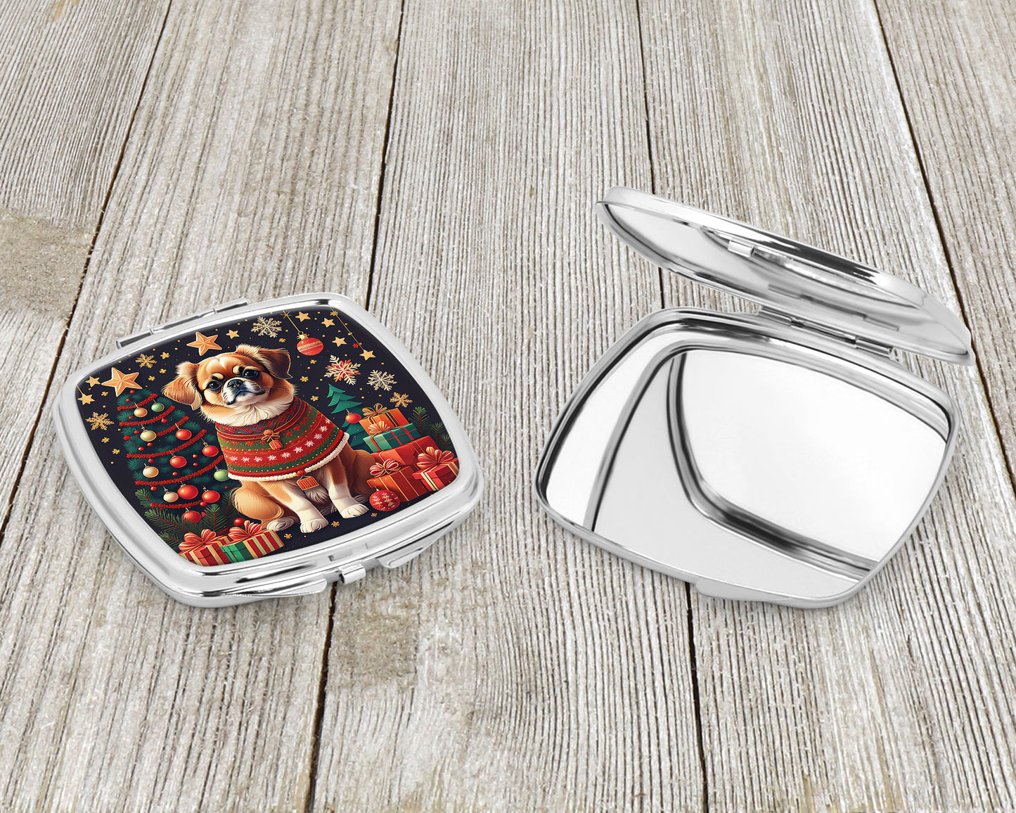 Tibetan Spaniel Christmas Compact Mirror