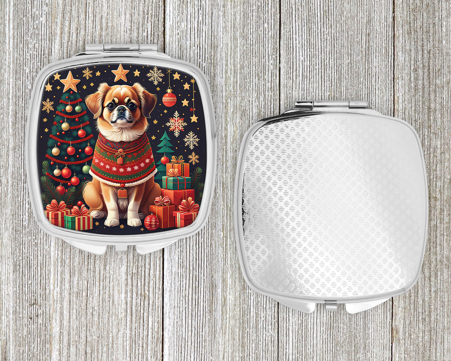 Tibetan Spaniel Christmas Compact Mirror