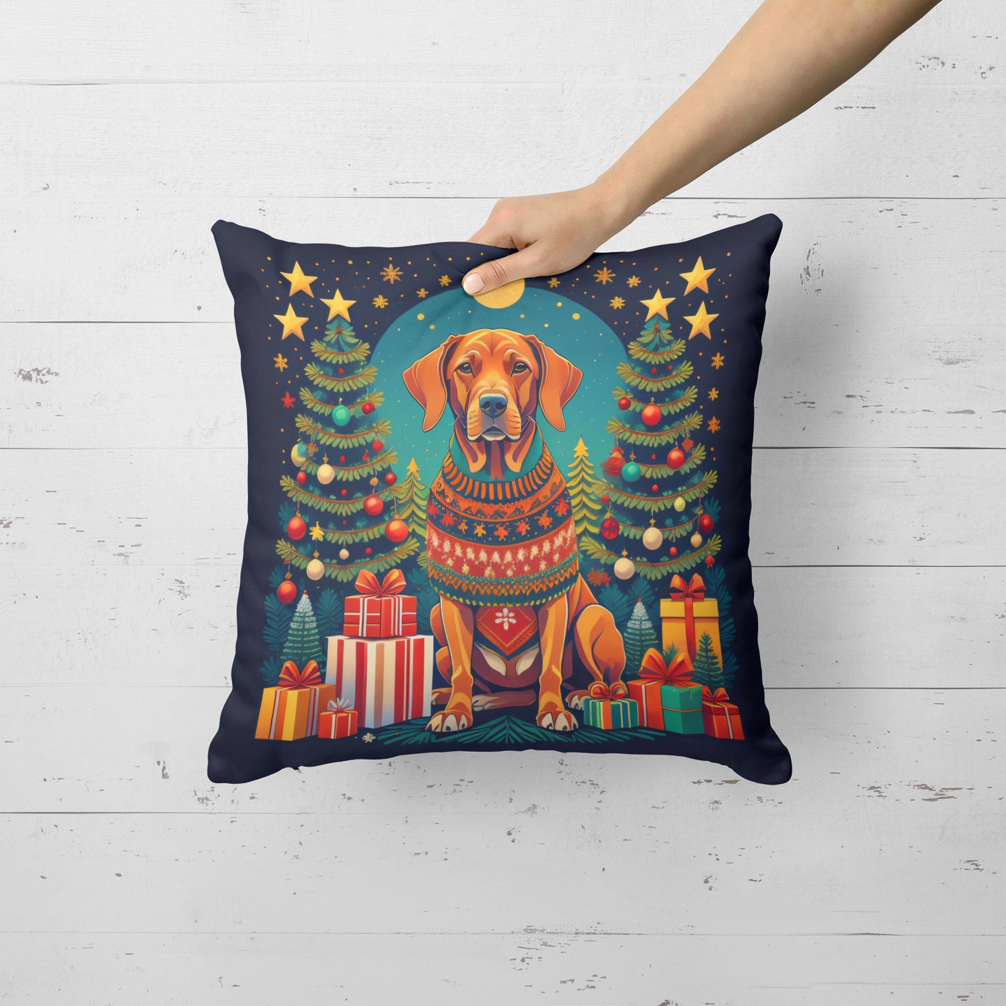 Vizsla Christmas Throw Pillow