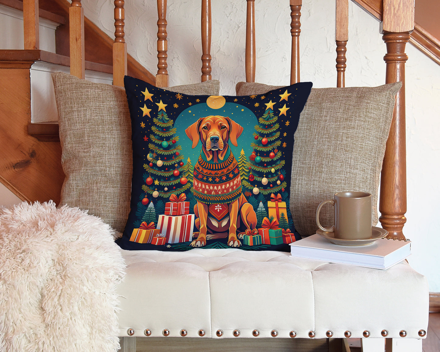 Vizsla Christmas Throw Pillow