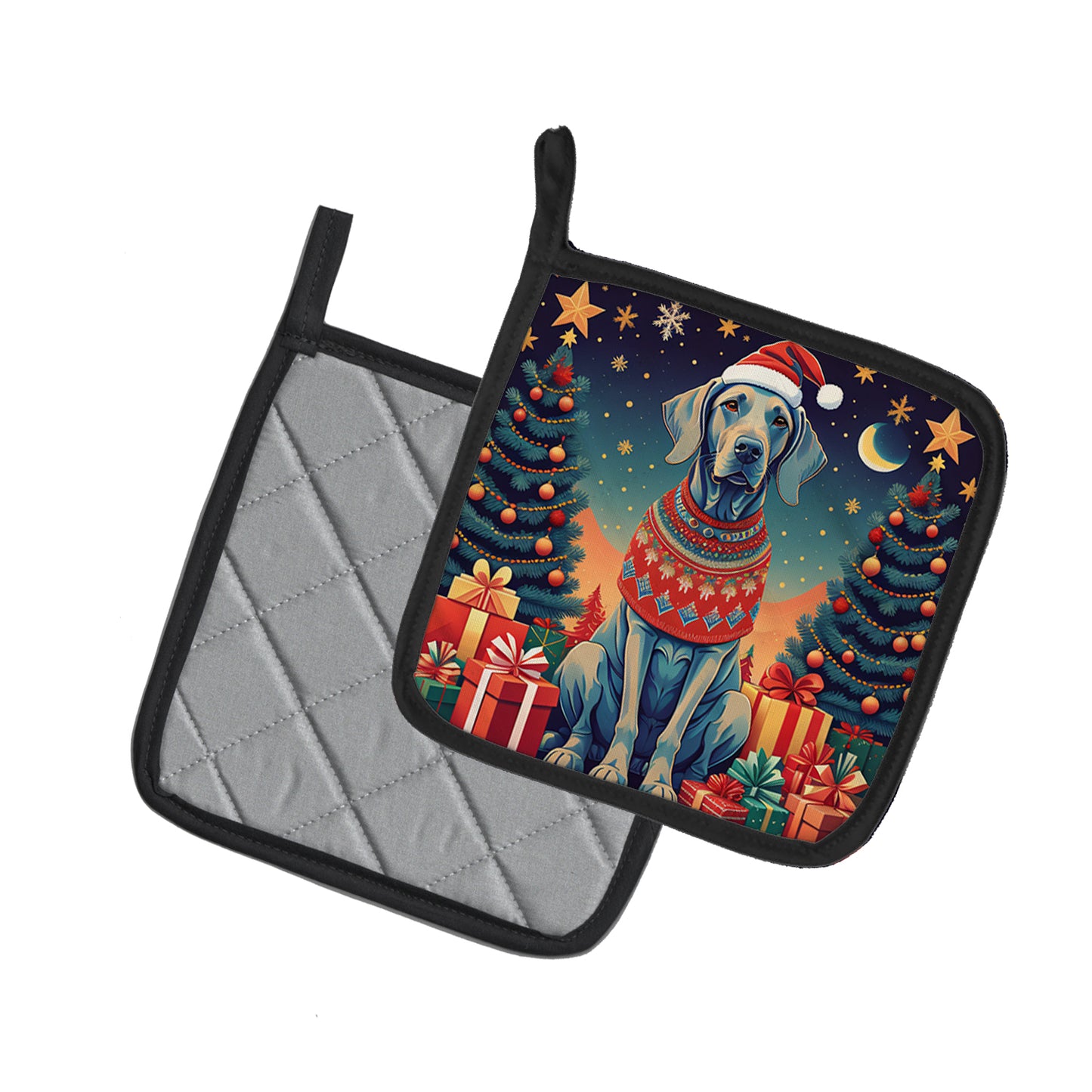 Weimaraner Christmas Pair of Pot Holders