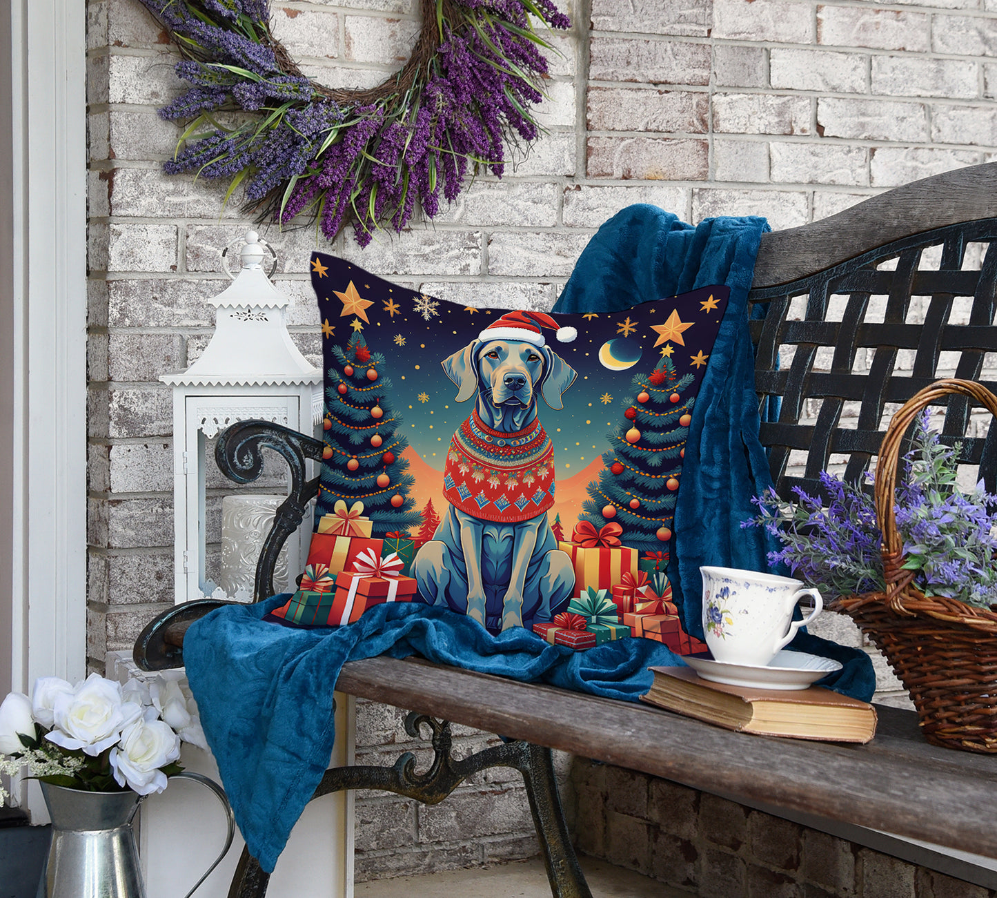 Weimaraner Christmas Throw Pillow