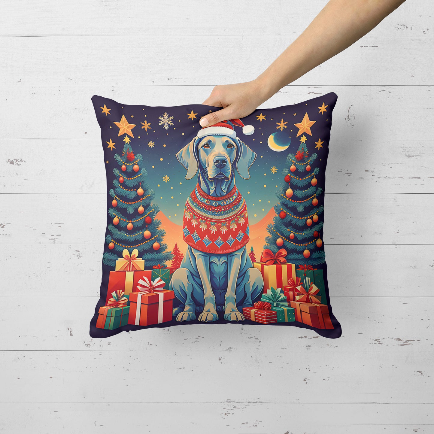 Weimaraner Christmas Throw Pillow