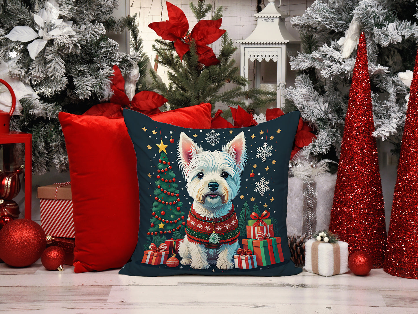 Westie Christmas Throw Pillow