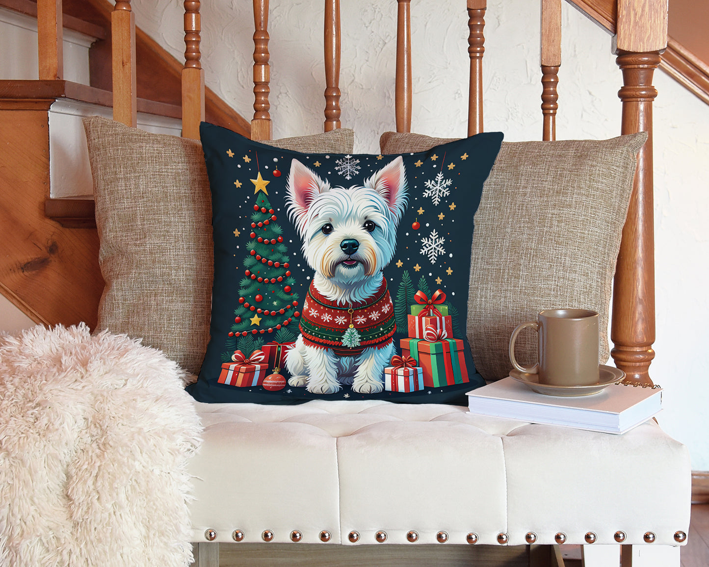 Westie Christmas Throw Pillow