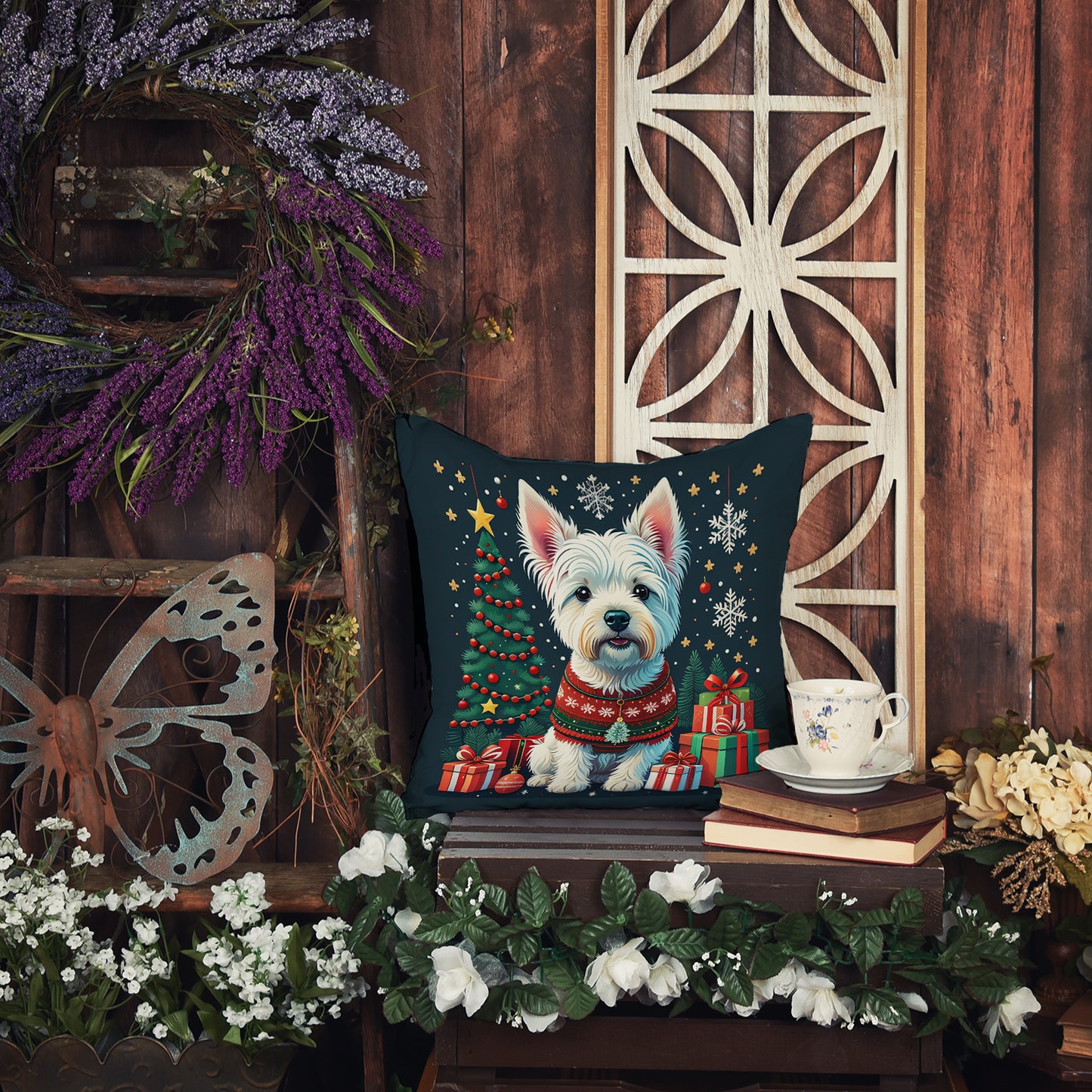 Westie Christmas Throw Pillow