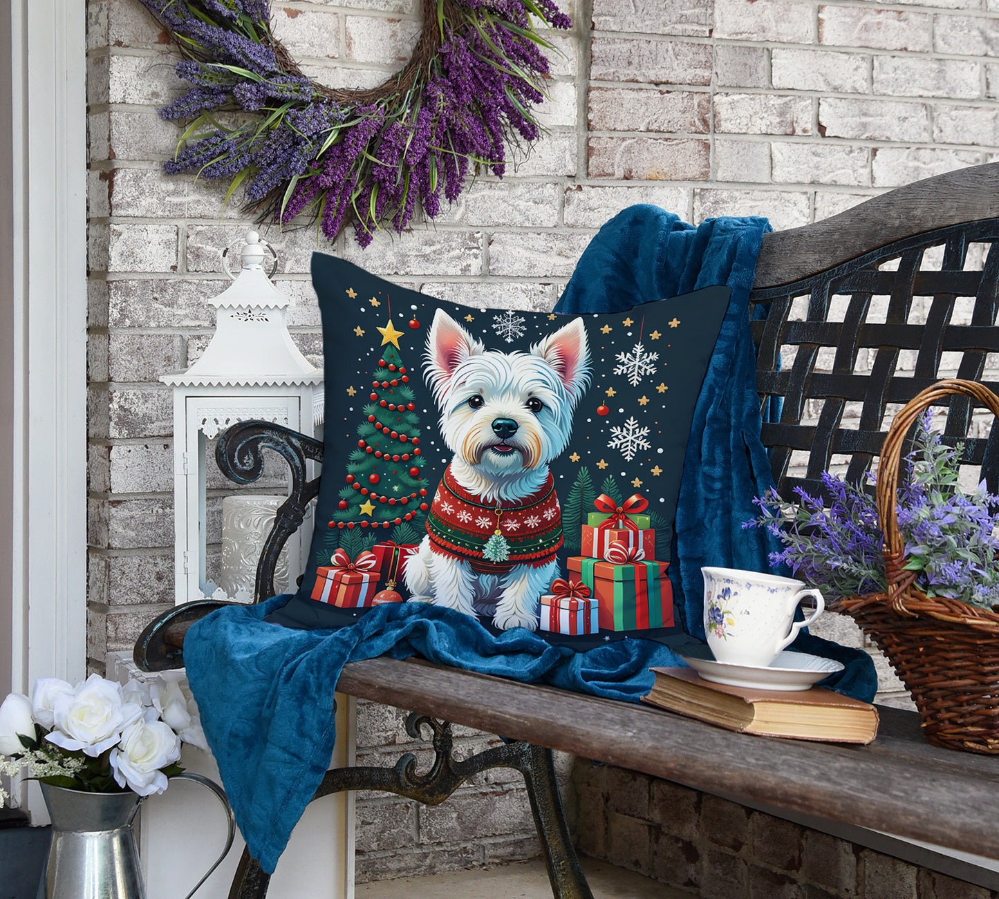 Westie Christmas Throw Pillow