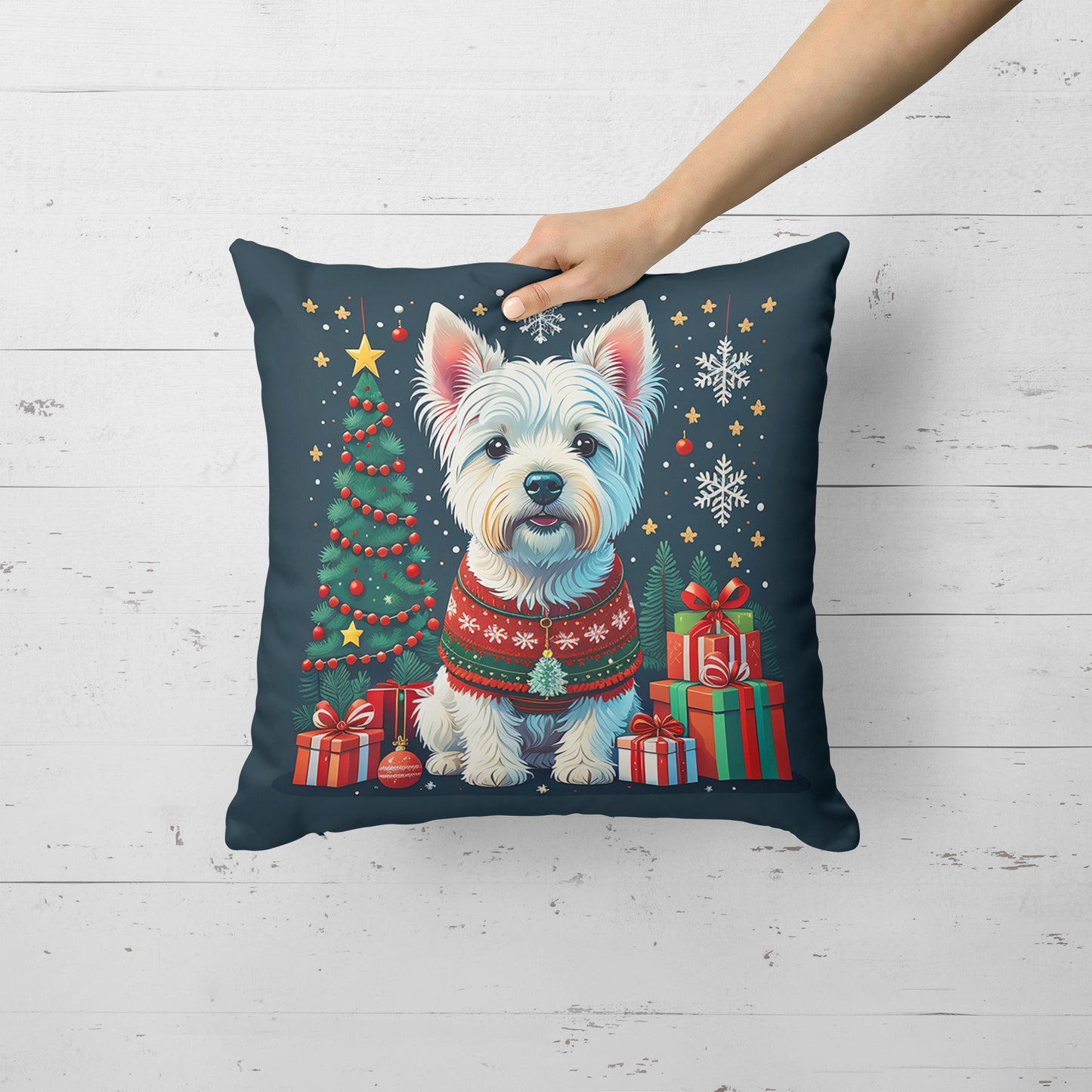 Westie Christmas Throw Pillow