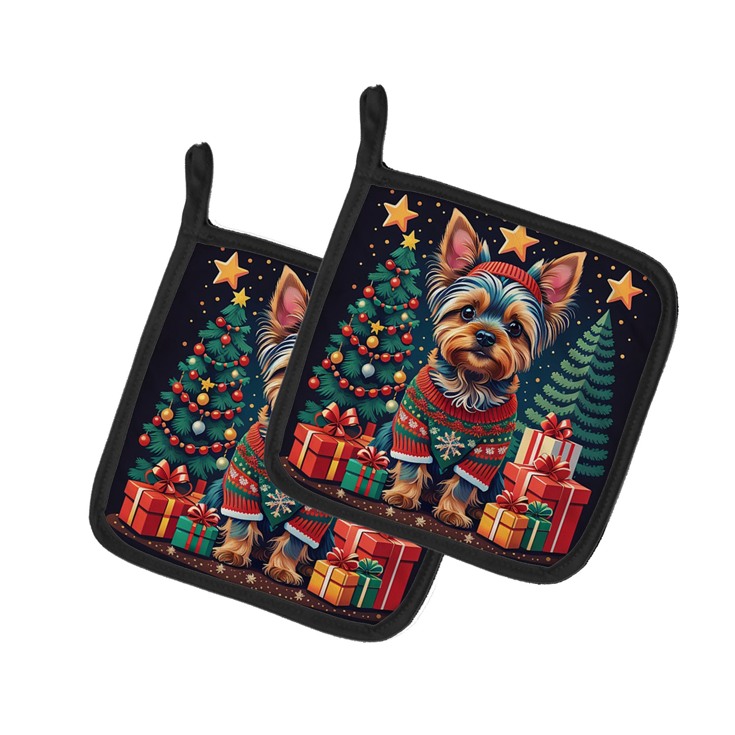 Buy this Yorkie Yorkshire Terrier Christmas Pair of Pot Holders