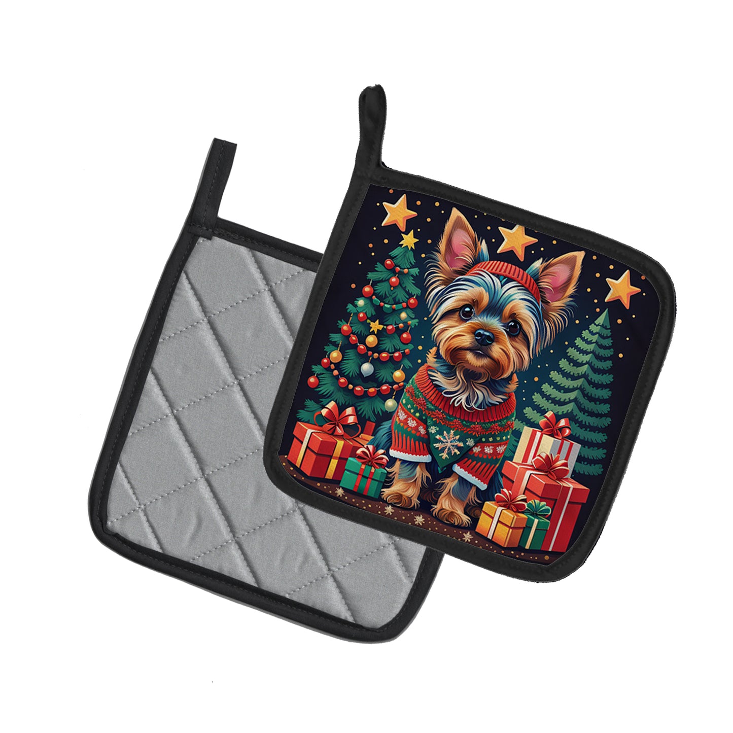 Yorkie Yorkshire Terrier Christmas Pair of Pot Holders