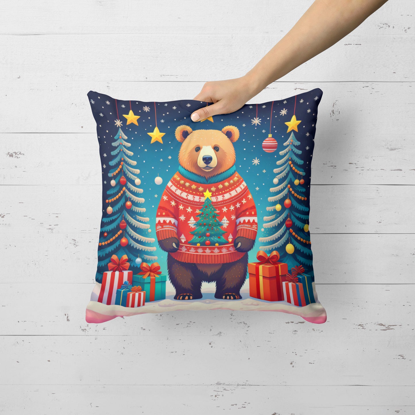 Bear Christmas Throw Pillow