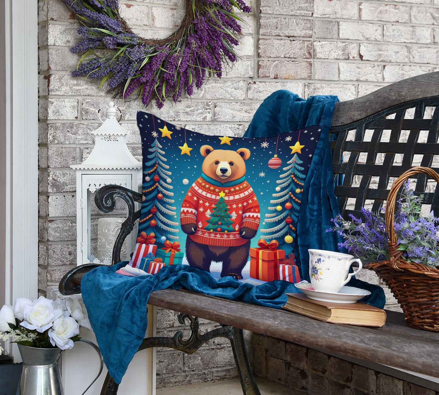 Bear Christmas Throw Pillow