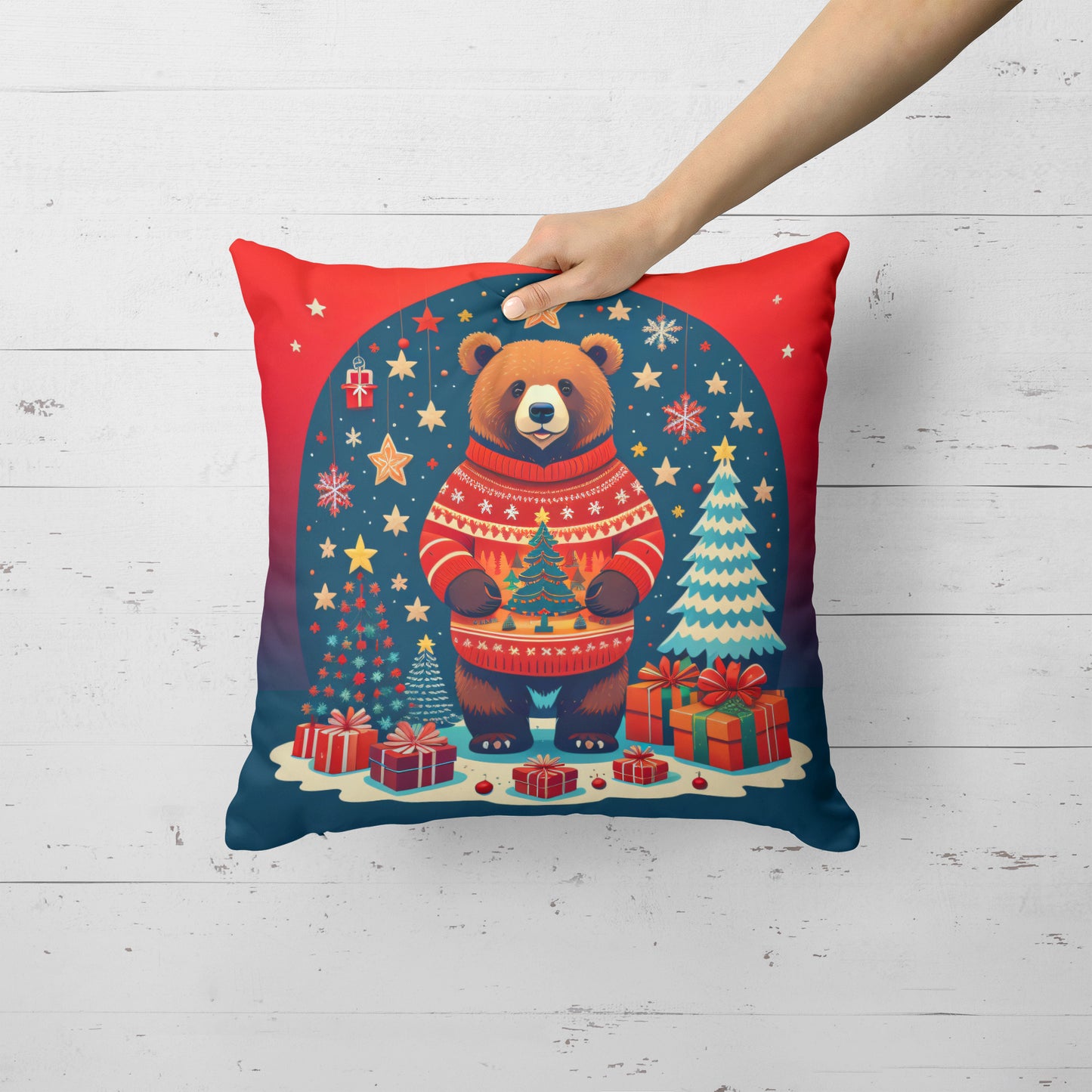 Bear Christmas Throw Pillow