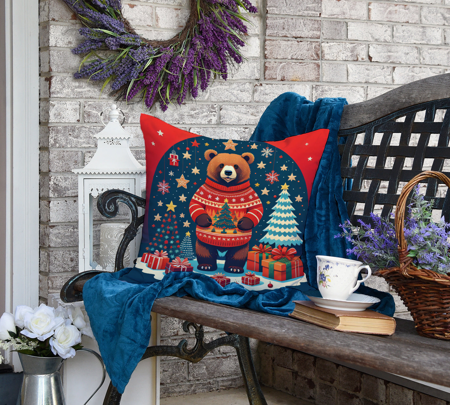 Bear Christmas Throw Pillow