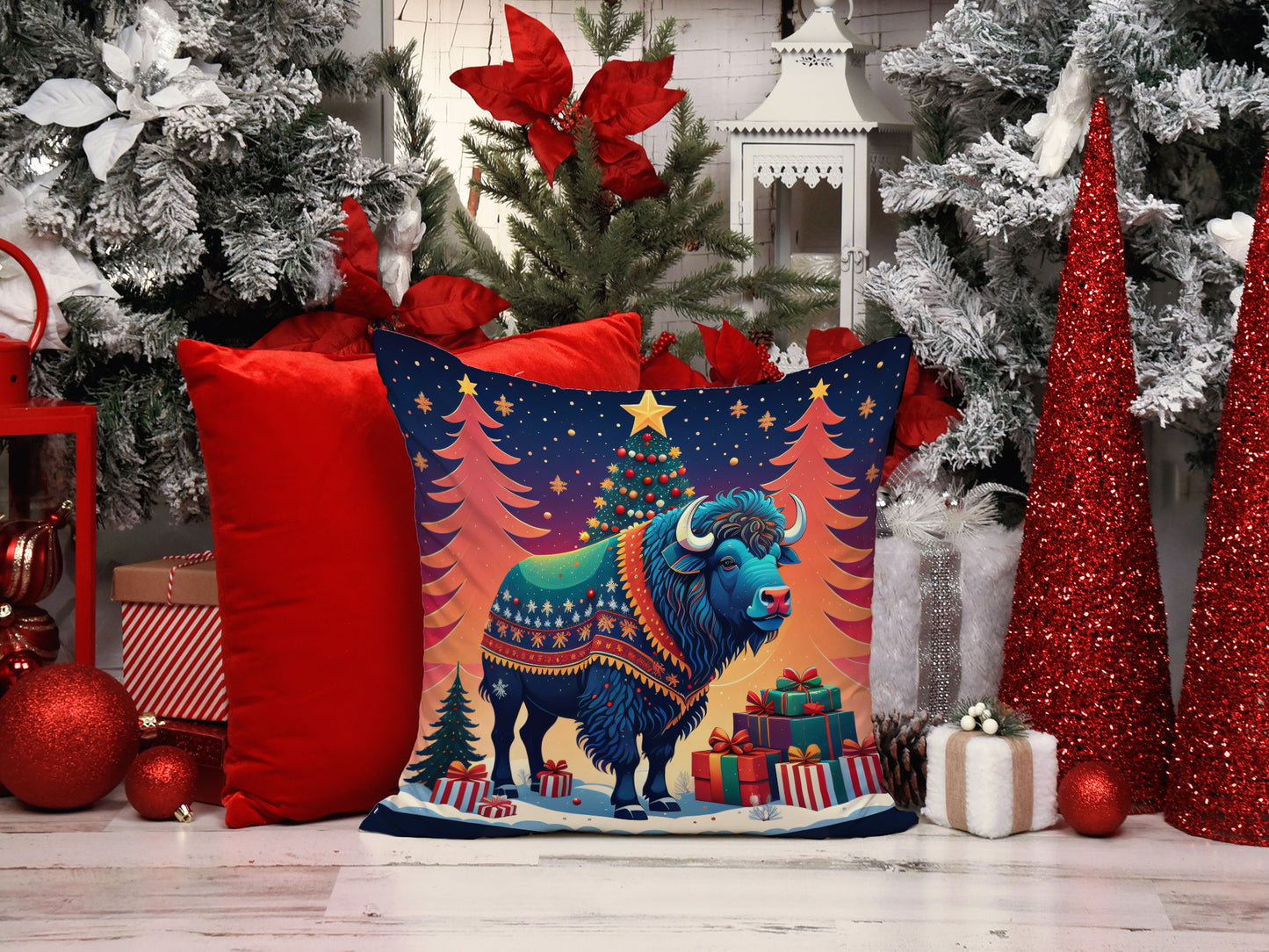 Buffalo Christmas Throw Pillow