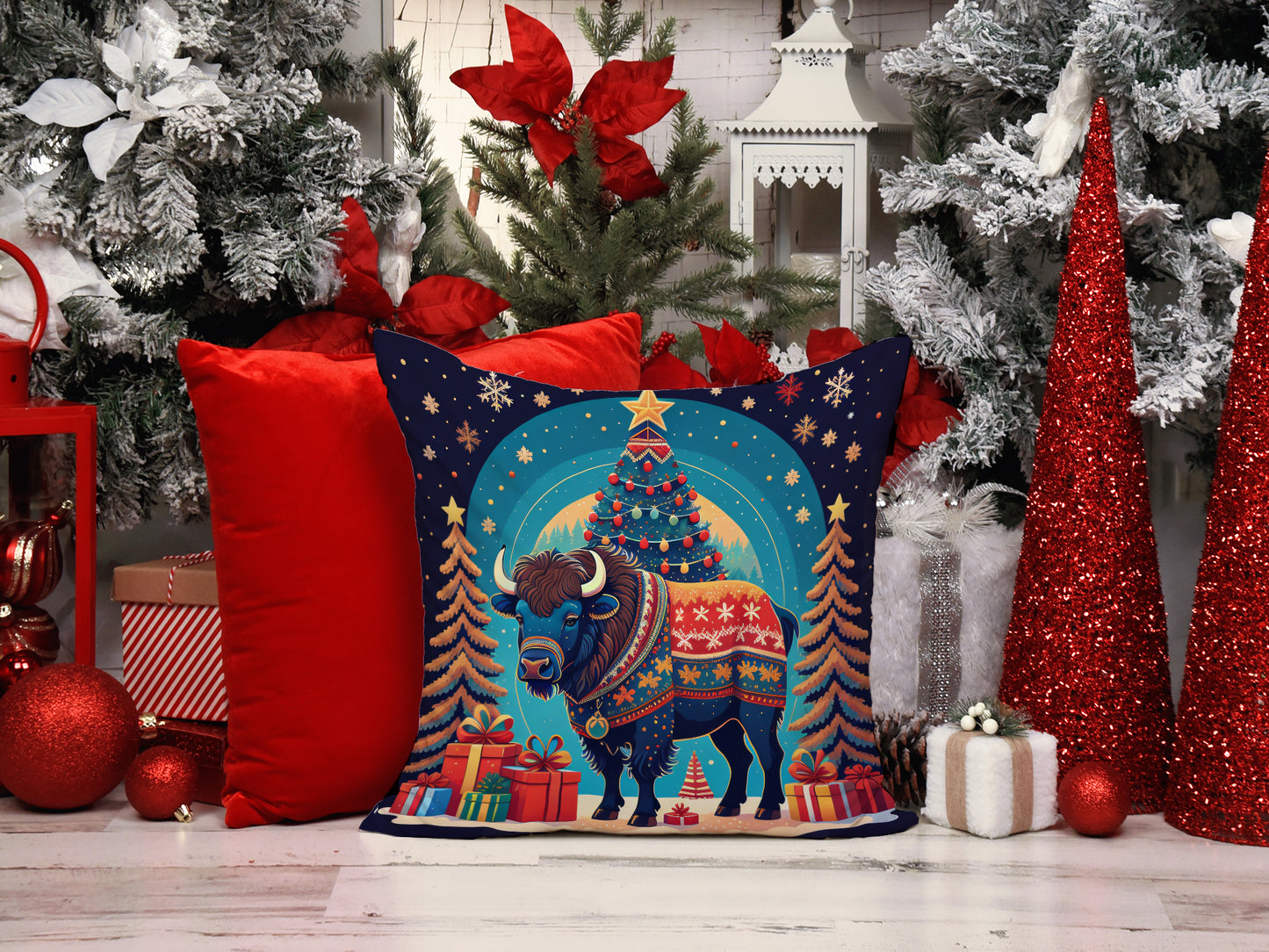 Buffalo Christmas Throw Pillow