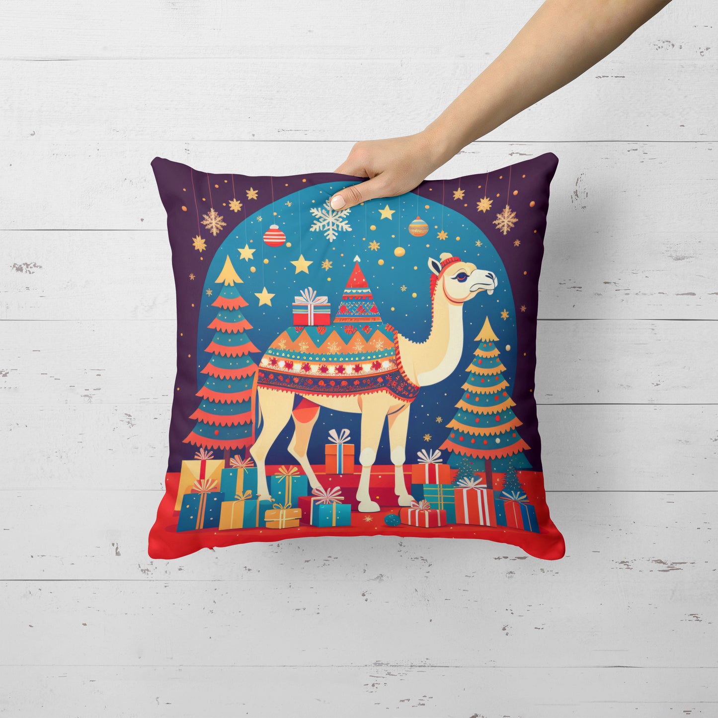 Camel Christmas Throw Pillow