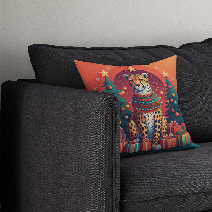 Cheetah Christmas Throw Pillow