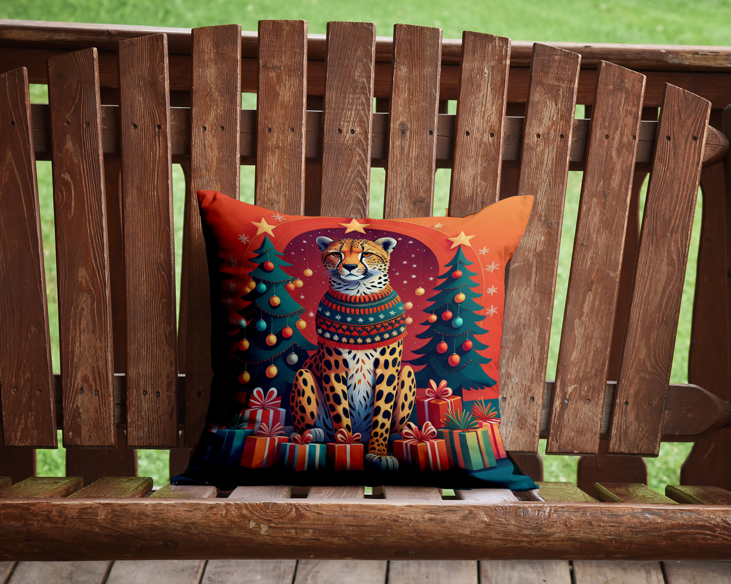 Cheetah Christmas Throw Pillow