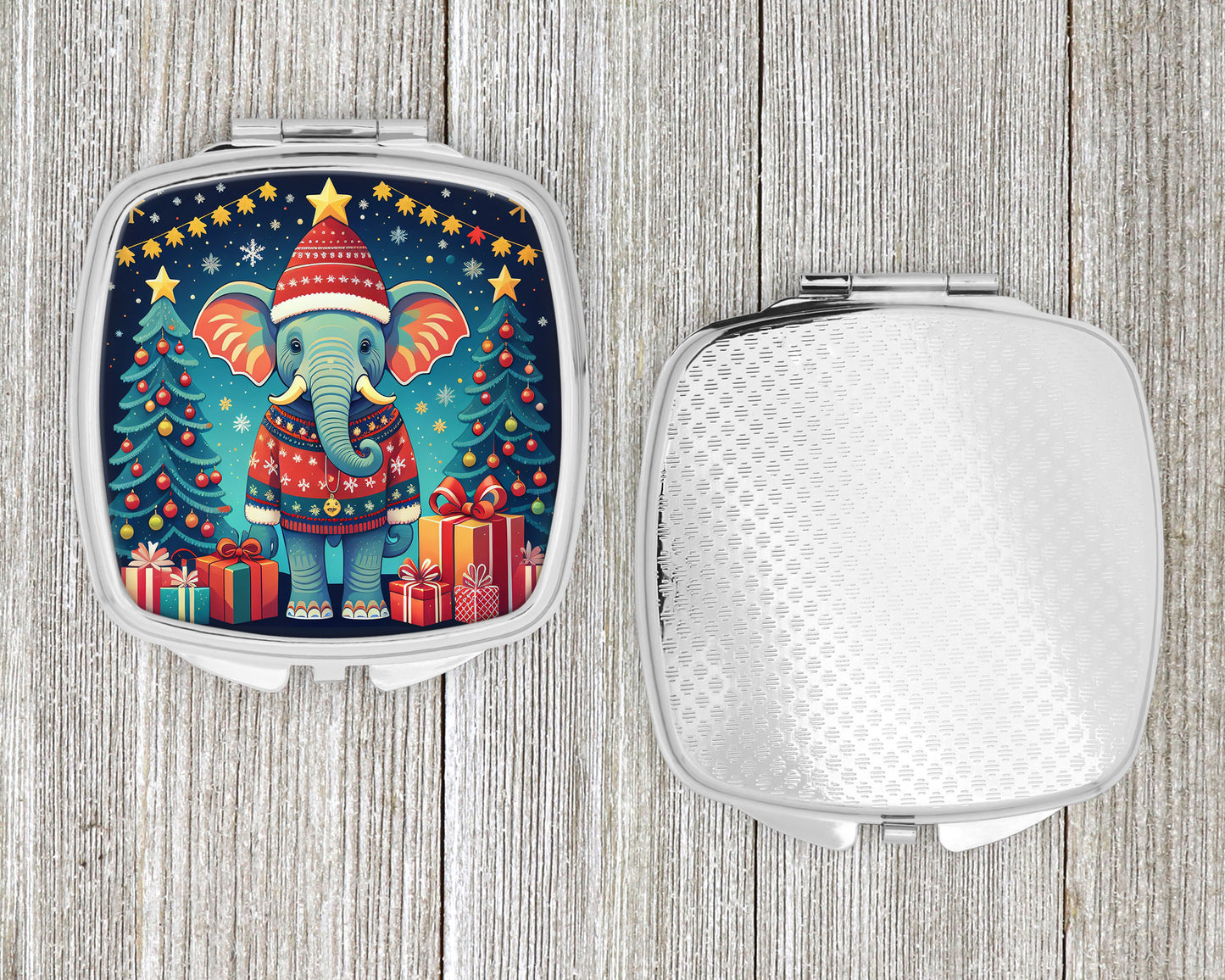 Elephant Christmas Compact Mirror