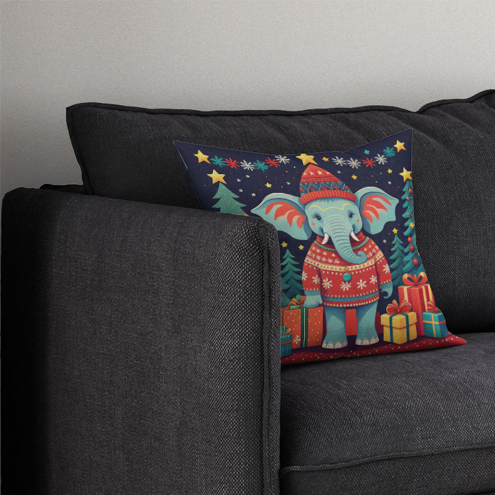 Elephant Christmas Throw Pillow