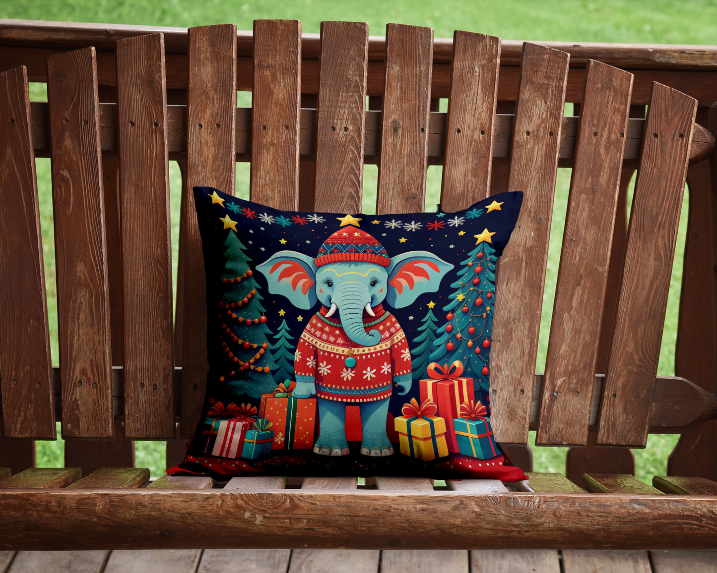 Elephant Christmas Throw Pillow