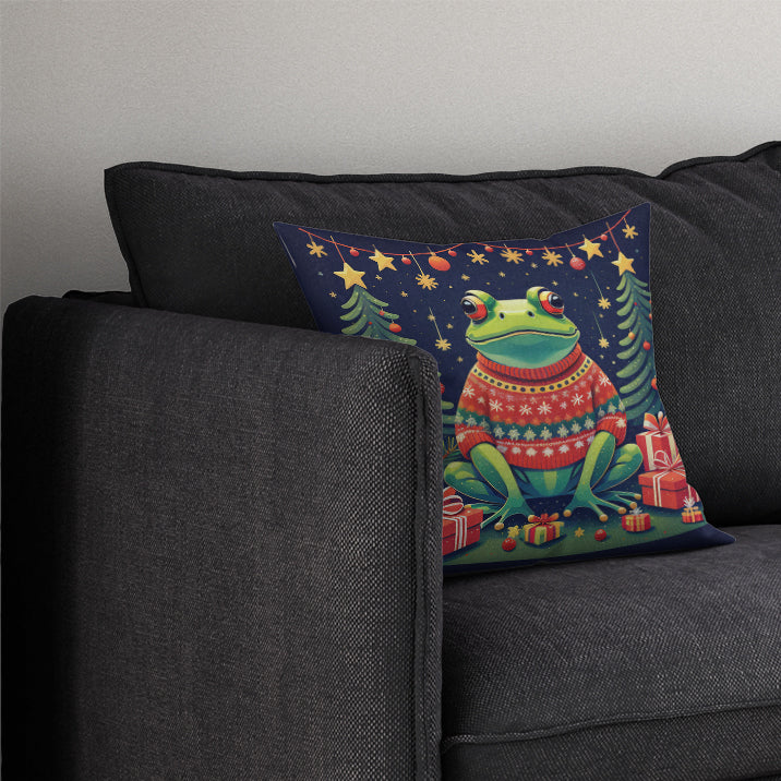 Frog Christmas Throw Pillow