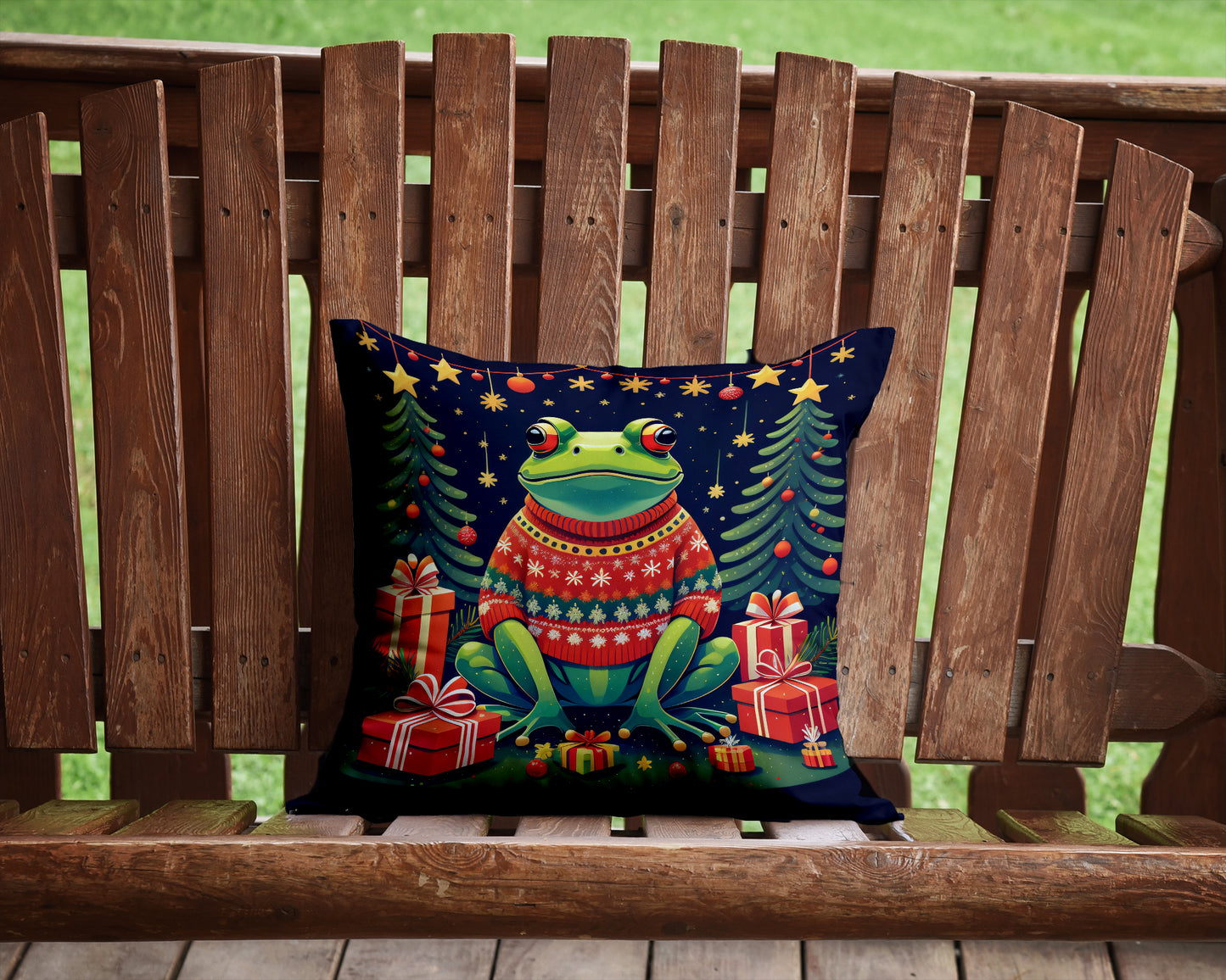 Frog Christmas Throw Pillow