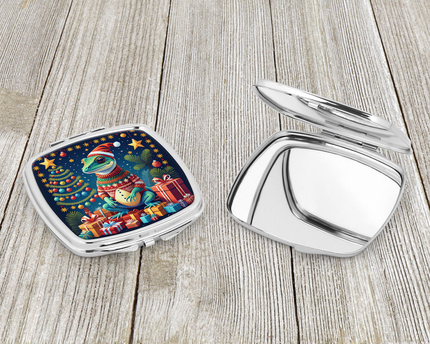 Gecko Christmas Compact Mirror