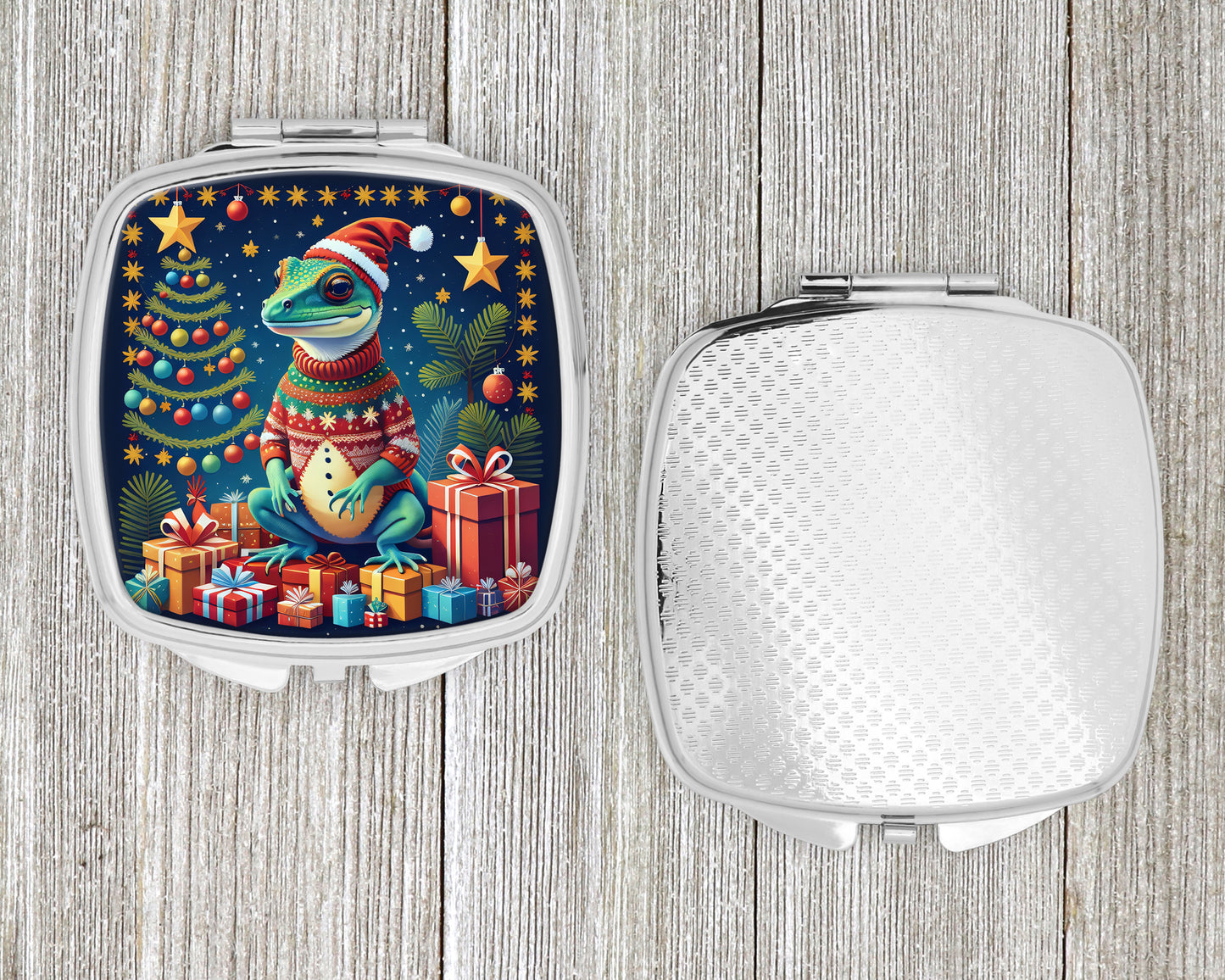 Gecko Christmas Compact Mirror