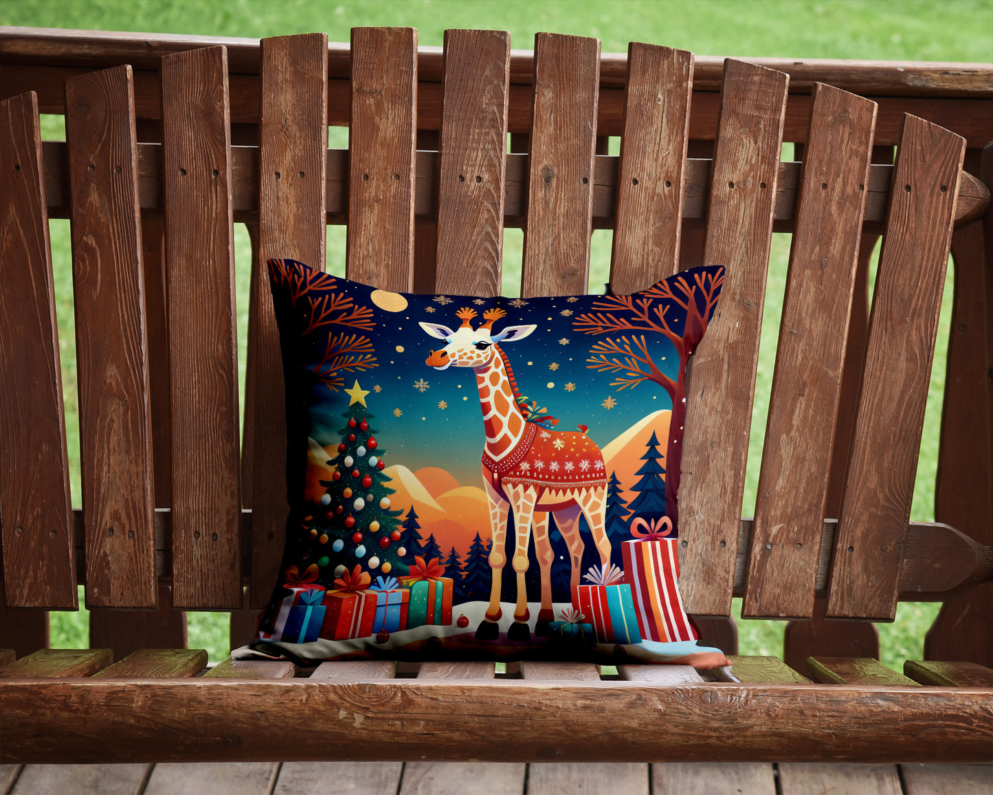 Giraffe Christmas Throw Pillow