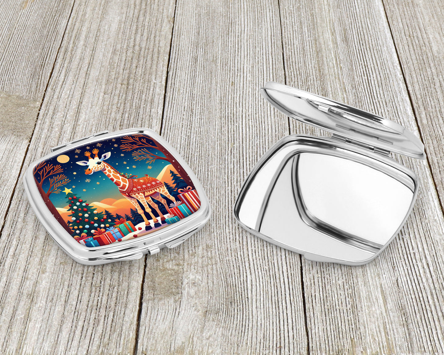 Giraffe Christmas Compact Mirror