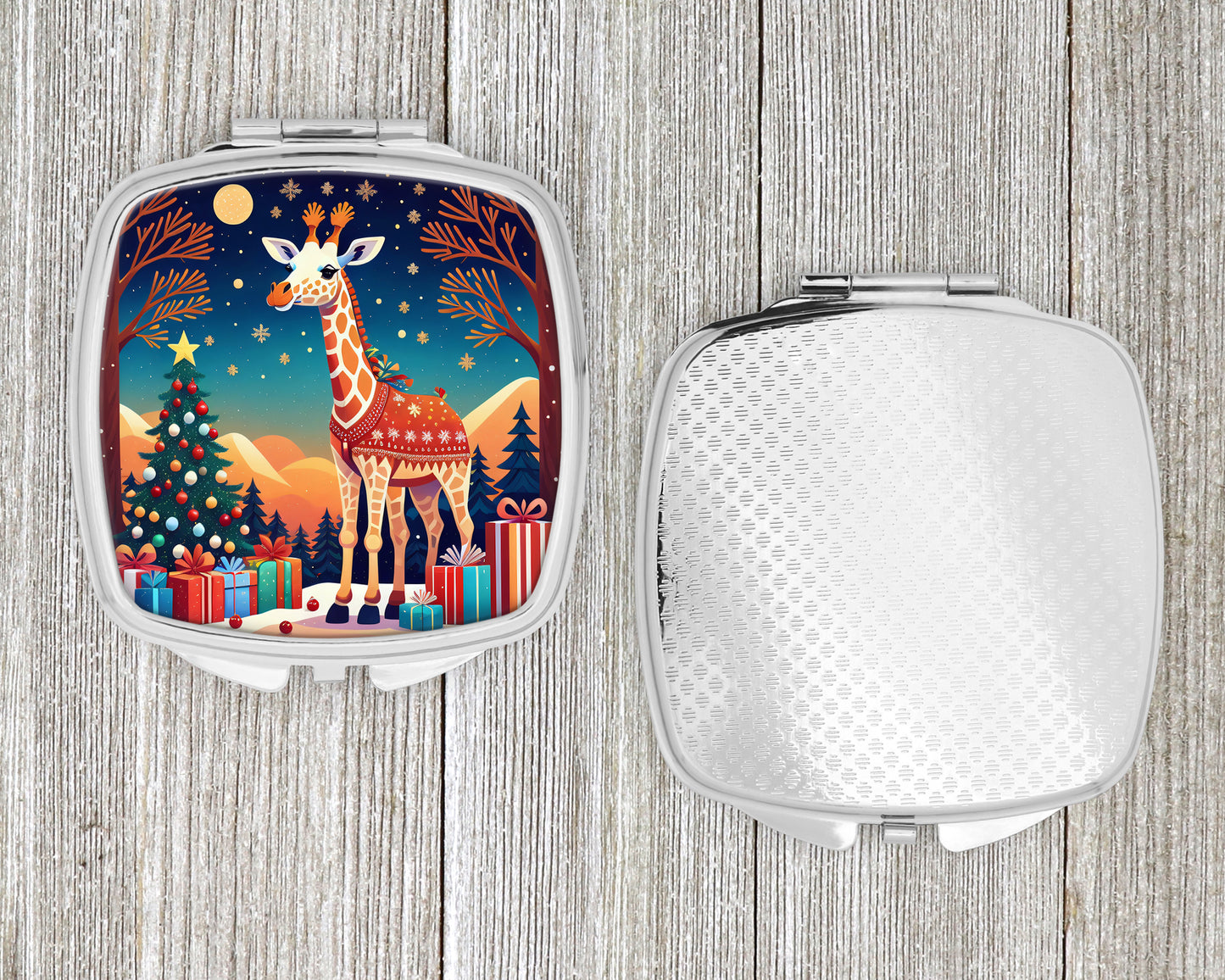 Giraffe Christmas Compact Mirror