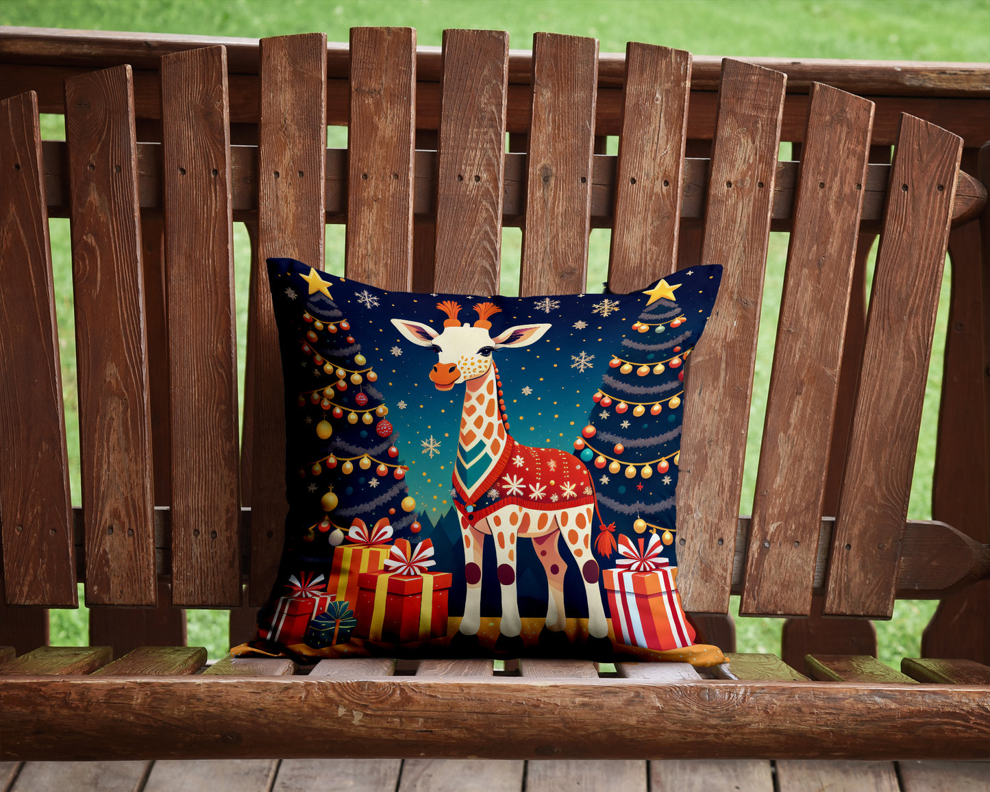 Giraffe Christmas Throw Pillow