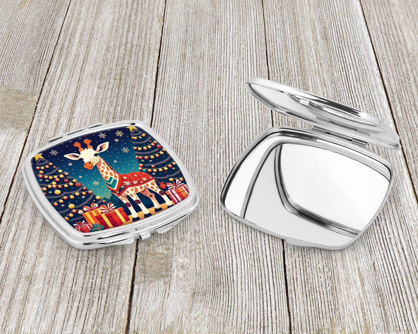 Giraffe Christmas Compact Mirror