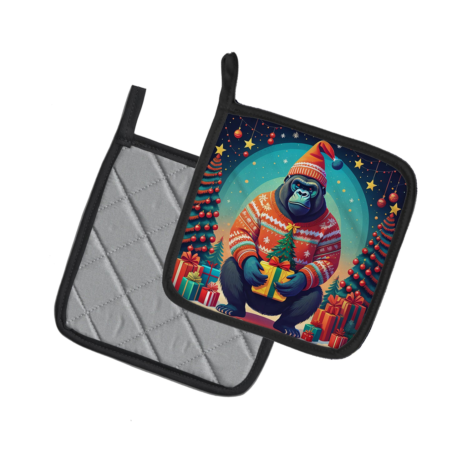 Gorilla Christmas Pair of Pot Holders