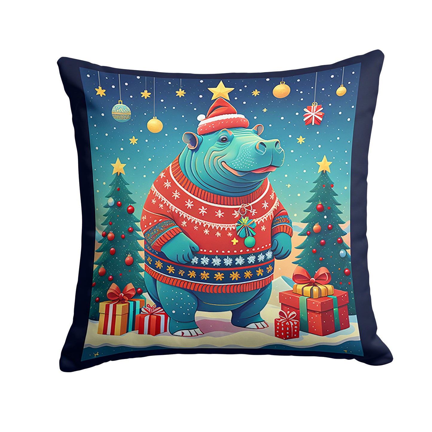 Buy this Hippopotamus Christmas Throw Pillow