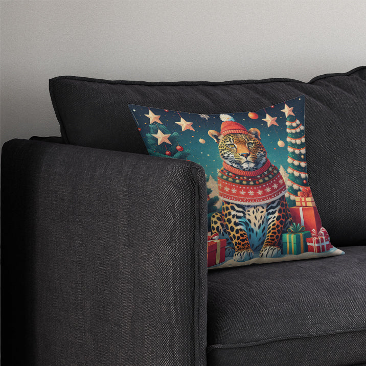 Leopard Christmas Throw Pillow