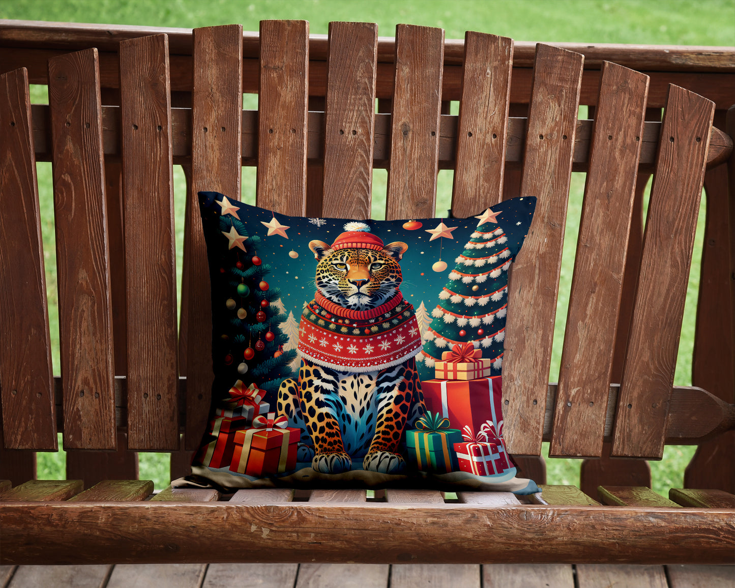 Leopard Christmas Throw Pillow