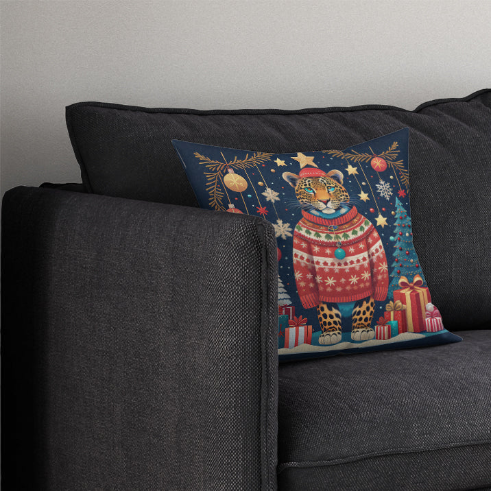 Leopard Christmas Throw Pillow