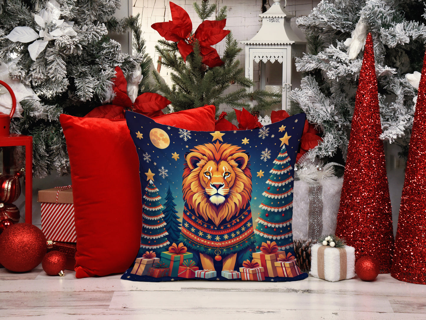 Lion Christmas Throw Pillow