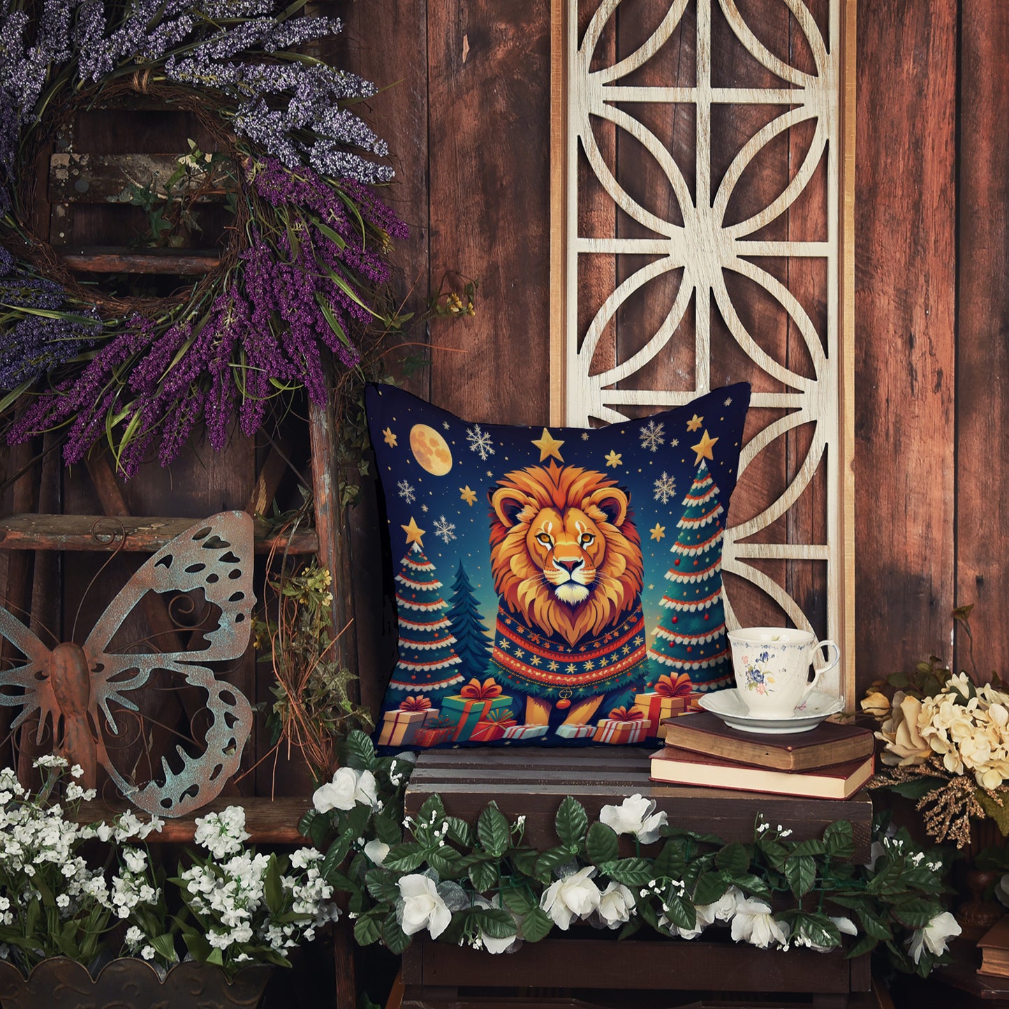 Lion Christmas Throw Pillow