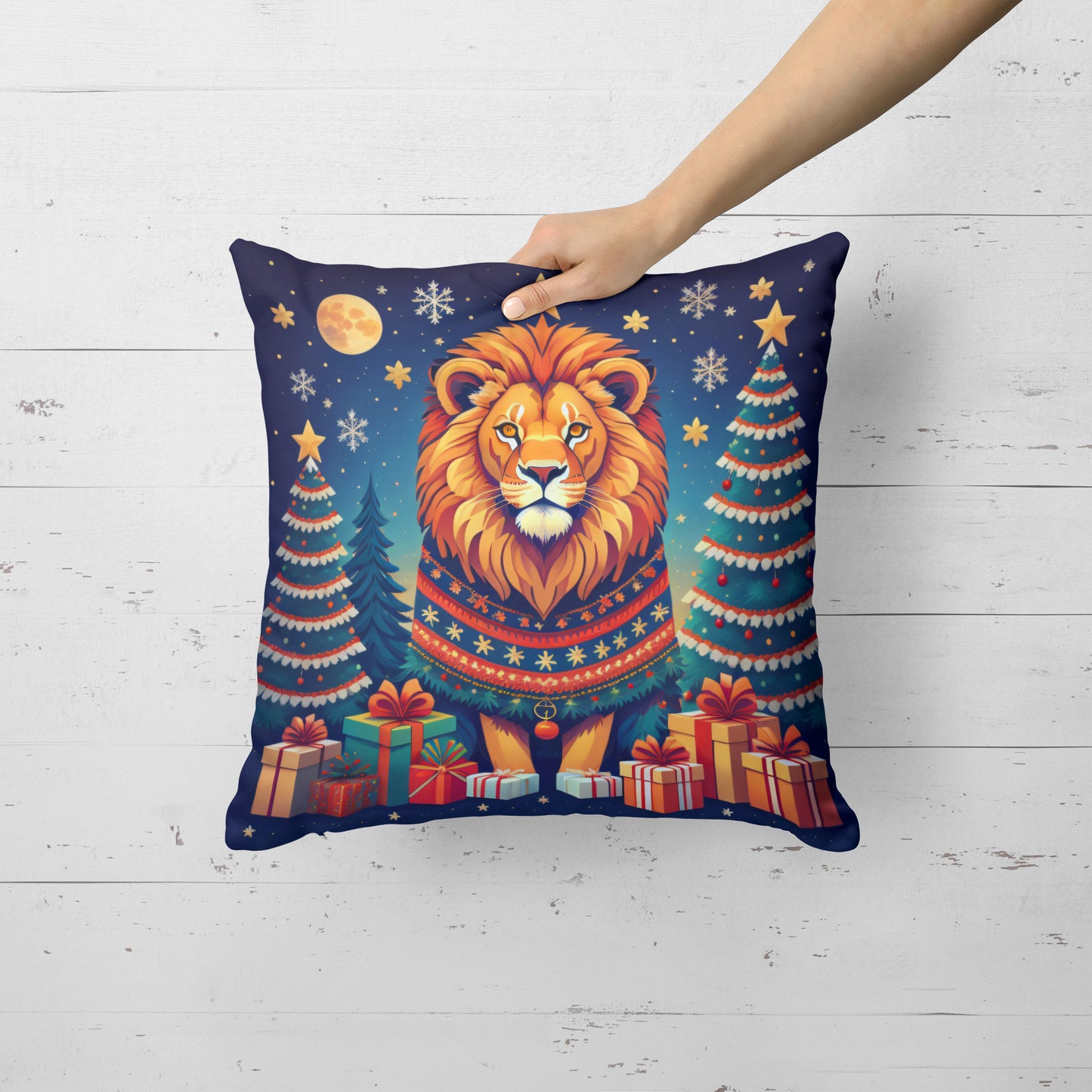 Lion Christmas Throw Pillow