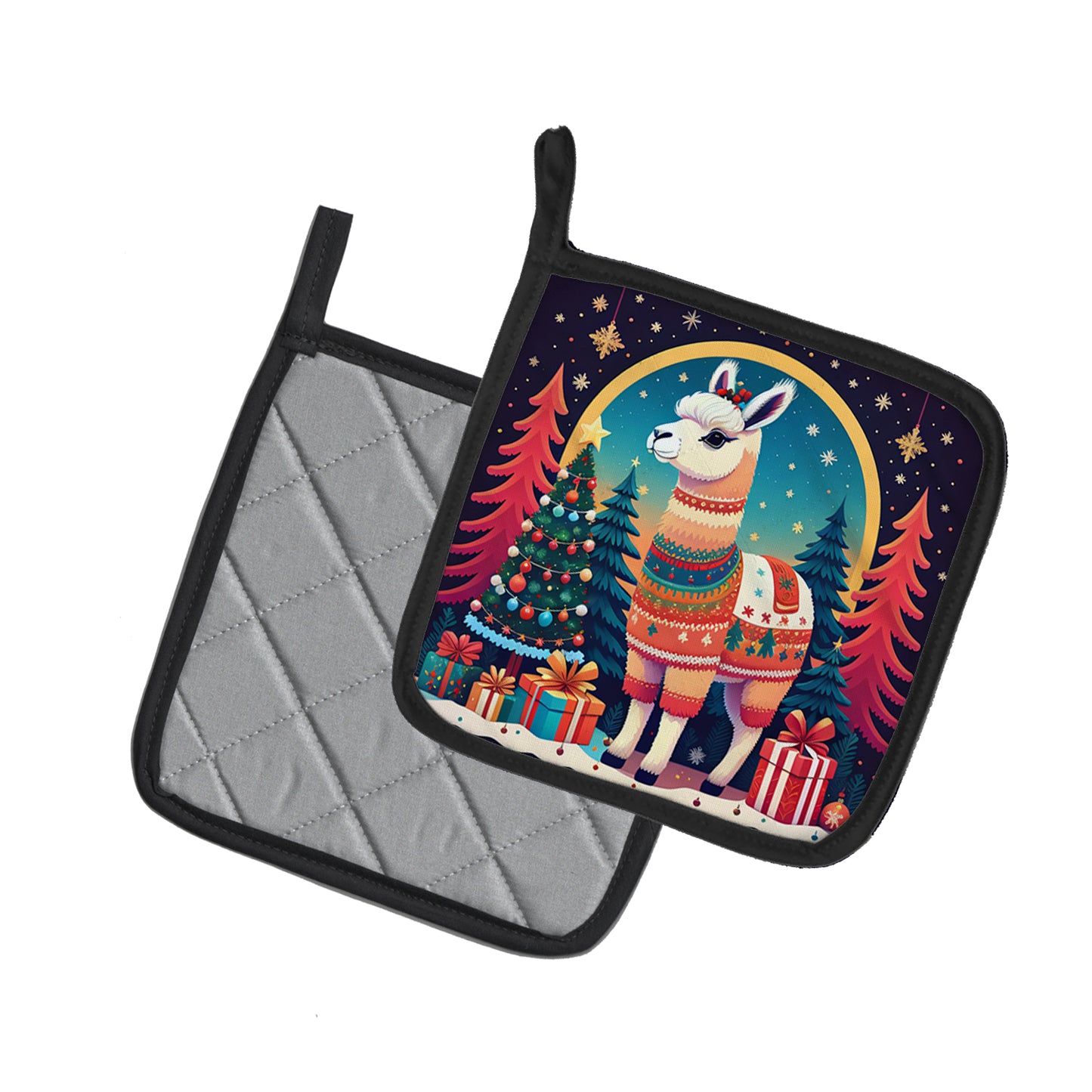 Llama Christmas Pair of Pot Holders