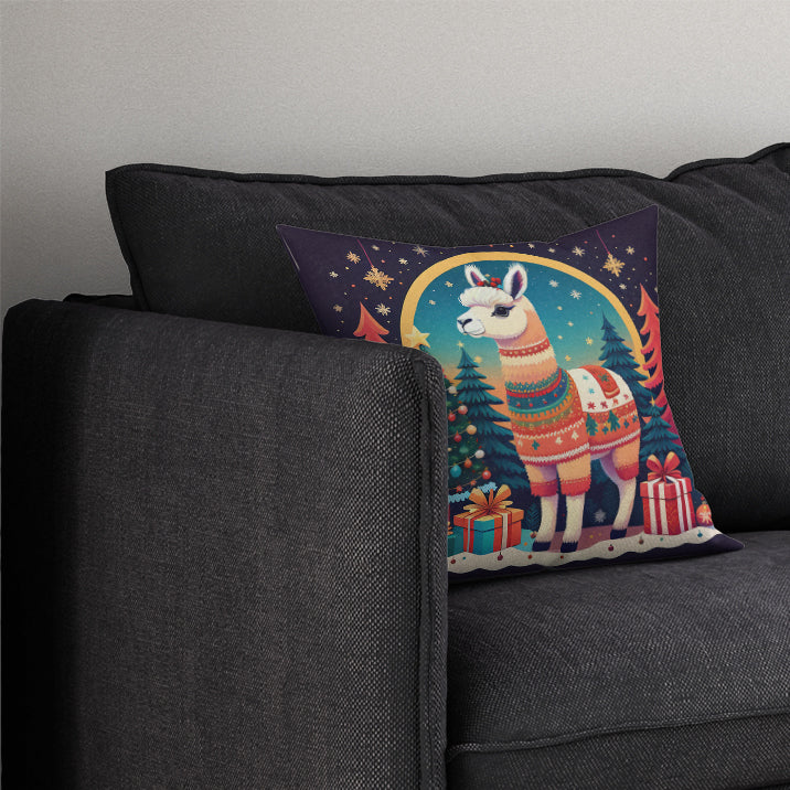 Llama Christmas Throw Pillow